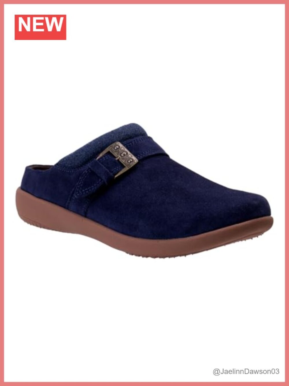 Women's Suede Mule Sandal with Orthotic Arch Support & Buckle